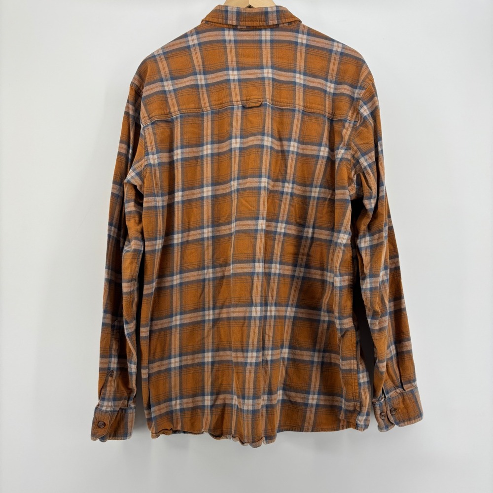 AFTCO Mens Button Up Shirt XL Orange Plaid Flannel Stretch Long Sleeve Coastal - Picture 9 of 9